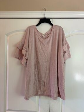 Terra & Sky Dusty Pink Ruffle Sleeve Tee